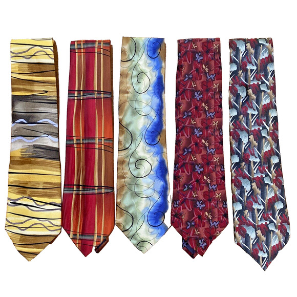 VTG Jerry Garcia lot of 5 100% Silk Neckties Abstract Multicolor 1996 Variety - Picture 1 of 13